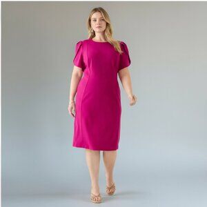 NWT Calvin Klein Plus Size Crew Scuba Sheath Dress In Color: BOYSENBERRY